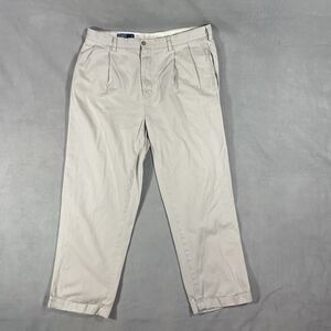 Polo Ralph Lauren Hammond Pant Mens 38x30 VTG Beige Pleated Cuffed Preppy